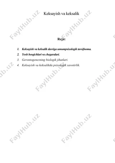 keksayish va keksalik — DOC