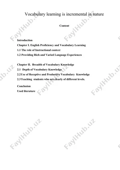 vocabulary learning is incremental in nature (kurs ishi) — DOCX