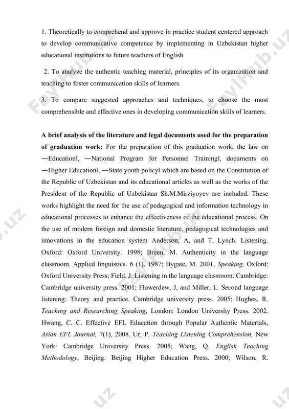 the bibliography contains the most known and important researches for the given work of teachers-innovators and scientists: psychologists, methodologists. chapter 1. principles of student centered approach and its relevance to uzekistan higher educational context the student-centered approach, also known as active learning or inquiry-based learning, shifts the focus from the teacher to the students. this approach empowers learners to take an active role in their education, leading to enhanced motivation and engagement. it encourages critical thinking, problem-solving, and cooperative learning, fostering a deeper understanding of grammar structures and functions. as i started to realize more about the significance of integration of competences in the language instruction, i am now mindful, however, of the value of teaching english in an integrated , multi-focused way. in terms of linguistic or grammatical competence, my figured out from professional development resources, definition is that it is the ability to apply grammatical, syntactic, lexical, semantic …