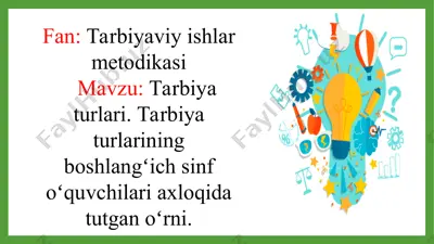 tarbiyaviy ishlar metodikasi — PPT