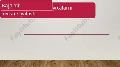 innovatsion loyixalarni invistitsiyalash — PPTX