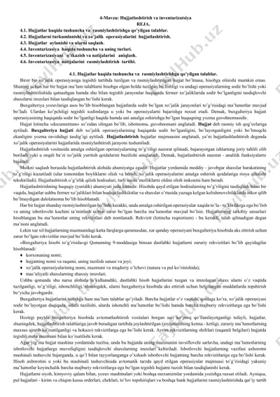 hujjatlashtirish va inventarizatsiya — DOCX