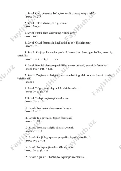 elektrooborotlar fizikasi — DOCX