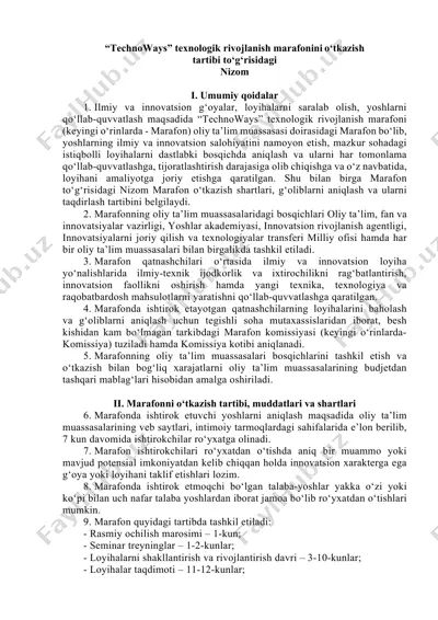 "technoways" texnologik rivojlanish marafoni — DOCX