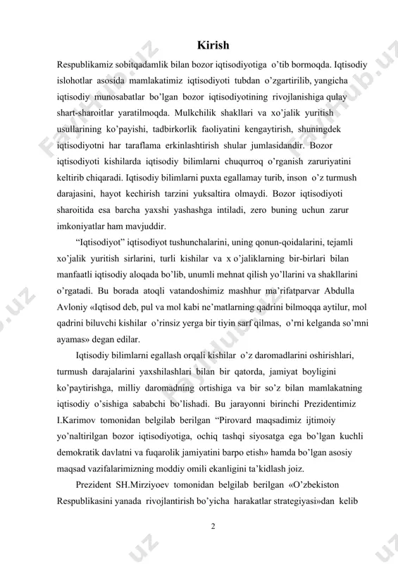 a fuqarolik jamiyatini barpo etish» hamda bo’lgan asosiy maqsad vazifalarimizning moddiy omili ekanligini ta’kidlash joiz. prezident sh.mirziyoev tomonidan belgilab berilgan «o’zbekiston respublikasini yanada rivojlantirish bo’yicha harakatlar strategiyasi»dan kelib chiqib «iqtisodiyot nazariyasi» fanining siru sinoatlarini o’rganish jarayonida mashg’ulotlarda qo’llashga mo’ljallangan mazkur ko’rgazmali uslubiy ko’rsatma bugungi kun zamon talablaridan kelib chiqqan holda yaratilgan. ta’limning ilg’or pedagogik usullardan foydalanishga asoslanib, qo’llanma har bir mavzu bo’yicha talabalarni mustaqil fikrlashga va dolzarb masalalar b o’yicha o’zaro bahs munozara yuritishga undovchi test savollari, turli topshiriqlarni o’z ichiga olgan. uslubiy ko’rsatmada mavzularni talabalarga yanada tushunarliroq yetkazishga xizmat qiladigan ko’rgazmali vositalardan namunalar ham keltirilgan. nazariy bilimlarni talabalar ongida chuqurroq o’rnashishiga, amaliy mashg’ulotlarni samarali tashkil etilishi maqsadga muvofiq vazifa tarzida qaralgan. i. umumiqtisodiy muvozanatlar. milliy iqtisodiyot darajasida to’liq bandlikka erishish, inflyatsiyani eng kam darajaga keltirish va barqaror iqtisodiy o’sishga erishish, makroiqtisodiy muvozanatlikni taqozo etadi. ijtimoiy ishlab chiqarish va umuman takror ishlab chiqarish ham iqtisodiyotning barcha darajasida, ya’ni mikro va …