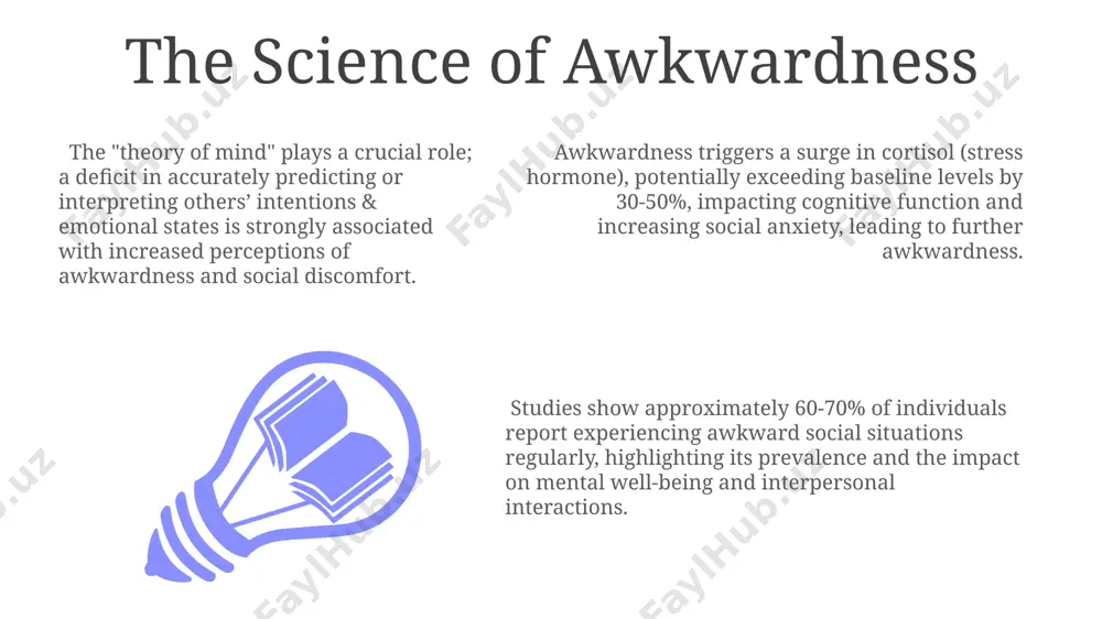 appreciate honesty in such situations, diffusing tension more effectively than denial. this tactic helps to normalize the experience. utilize "cognitive reframing" techniques to mentally re-evaluate the situation. instead of focusing on perceived humiliation (which can amplify negative emotions by 30-40%), concentrate on the humor or learning experience derived from it. social faux pas publicly correcting someone's grammar or pronunciation, even if well-intentioned, is a social blunder, potentially embarrassing the individual and highlighting a superiority complex rather than helpfulness. it violates conversational etiquette. interrupting someone 3 or more times during a single conversation is a major social faux pas, demonstrating a lack of respect for their thoughts and potentially signifying low emotional intelligence, hindering genuine connection. failing to rsvp to an invitation, especially within the requested timeframe (typically 2-3 days before the event), is considered incredibly rude and disrupts the host's planning; it often reflects poor communication skills. online awkwardness the …
