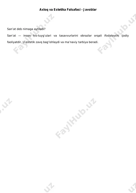 axloq va estetika falsafasi - javoblar - Page 4