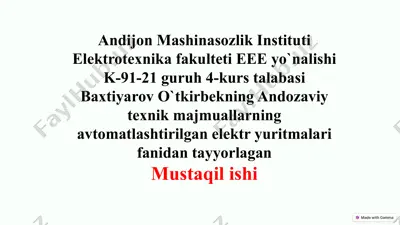 tokarlik dastgohlarida qo‘llanadigan elektr yuritmalar (mustaqil ish) — PPTX