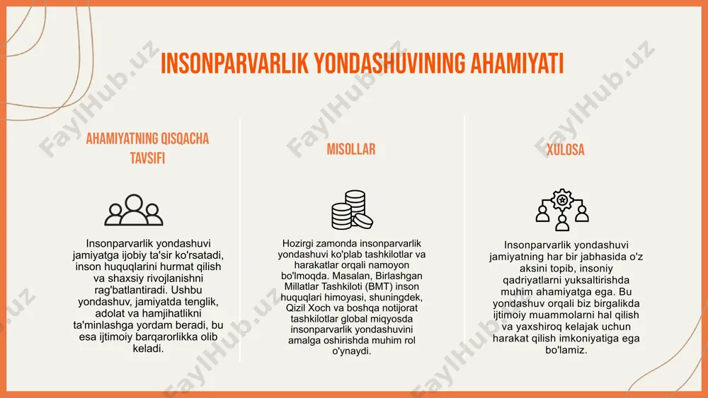 gi imkoniyatlarni yaratishda muhim rol o'ynaydi. texnologiyalar orqali inson ehtiyojlarini inobatga oluvchi samarali yechimlarni taklif etadi. o'zaro ta'sir va yangi imkoniyatlar innovatsion yondashuvlar va insonparvarlik texnologiyalari o'rtasidagi o'zaro ta'sir, ijtimoiy muammolarni hal qilishda va yangi xizmatlarni yaratishda samaradorlikni oshiradi. insonparvarlik texnologiyalarining samaradorligi texnologiyalar samaradorligi insonparvarlik texnologiyalari o'zining samaradorligi bilan ajralib turadi. ular ijtimoiy muammolarni hal qilishda va insonning hayot sifatini yaxshilashda muhim rol o'ynaydi. ushbu texnologiyalar yordamida muayyan ijtimoiy guruhlar uchun ko'mak ko'rsatish, resurslarni taqsimlash va muammolarni tezda hal etish imkoniyatlari yaratiladi. foydalanish natijalari ushbu texnologiyalarni qo'llash natijalari sezilarli darajada ijobiy bo'lib, insonlararo munosabatlarni yaxshilash, jamiyatda ijtimoiy adolatni ta'minlash va muammolarni hal etishda innovatsion yondashuvlarni o'z ichiga oladi. misol sifatida, insonparvarlik texnologiyalaridan foydalangan holda, ko'plab ijtimoiy loyihalar muvaffaqiyatli amalga oshirildi va ko'plab insonlarning hayoti o'zgarib, yaxshilandi. tajriba va natijalar tajribalarga ko'ra, insonparvarlik texnologiyalarini joriy etish orqali ijtimoiy muammolarni hal etishda aniq natijalarga erishish mumkin. misol uchun, ta'limda, sog'liqni saqlashda va …