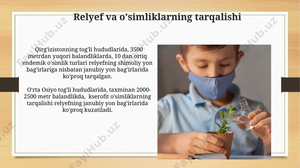 an ortiq endemik turi, bioxilma-xillik "hotspot"lari sifatida global miqyosda muhim ahamiyatga ega ekanligini ko'rsatadi. o'simliklarning muhofazasi va bioxilma-xillikni saqlash markaziy osiyo hududida, jumladan oʻzbekistonning togʻli hududlarida, 50 ga yaqin noyob oʻsimlik turi mavjud boʻlib, ularning koʻpchiligi qonun bilan muhofaza qilinadi. taxminan 15% oʻzbekiston oʻsimliklar dunyosini tashkil etadigan daraxtlarning kesilishi va yashash joylarining yoʻqolishi bioxilma-xillik pasayishiga olib keladi, shuning uchun ularning muhofazasi muhim ahamiyatga ega. o'simliklarning geografik tarqalishi o'simliklarning 25 000 dan ortiq turi janubiy afrika floristik mintaqasida, xususan, kap provinsiyasida uchraydi, bu yerda noyob va endemik turlar soni yuqori. markaziy osiyo cho'llarida, masalan, qizilqumda, 300 dan ortiq halofit o'simlik turlari tuproqning yuqori sho'rlanishiga moslashgan holda o'sadi. o'simlik geografiyasi fanining asosiy tushunchalari yer yuzida 10 dan ortiq biomlar mavjud, masalan, cho'llar, o'rmonlar va savannalar, har biri o'ziga xos o'simlik tuzilishi va iqlim sharoitiga moslashgan maxsus o'simlik turlarini o'z ichiga oladi. o'simlik geografiyasi floristik viloyatlarga, masalan, 25 ga yaqin holarkt, neotropik va …