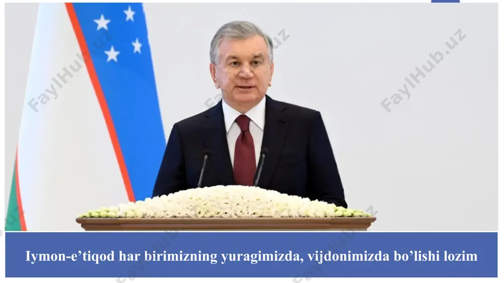 a ekaniga, qilingan barcha yaxshilik va yomonlik uchun mukofot yoki jazo muqarrarligiga (oxirat, hisob-kitob qilinish), inson qismati avvaldan belgilanishiga (taqdir) va shu kabi qarashlarga ishonish, ularni aqida sifatida qabul qilishdan iborat. rudolf otto “din, insonning muqaddas deb bilgan narsalariga nisbatan munosabatidir” edvard teylor “din ruhiy borliqlarga nisbatan ishonchdir” maks myuller «din, insonning abadiyatni anglashini ta’minlovchi, aql va mantiqqa tobe’ bo‘lmagan zehniy malaka yoki iqtidordir» e’tiqod dunyoqarash shaxs, jamoa, guruh va jamiyat aʼzolarini maʼlum bir gʻoya, taʼlimot, yoki dinga qatʼiy ishonish asosida uni haq deb bilib, shu taʼlimot toʻgʻrisidagi tasavvur va bilimlarni tashkil qiladi. inson shu gʻoyani yoki dinni oʻzining faoliyat dasturi deb hisoblaydi. diniy e’tiqod bu – inson irodasidan yuqori turgan zotga imon keltirish, undan madad olish, asotiriy voqea-hodisalarning takror sodir bo‘lishi va unga daxldorlik hamda muayyan tasavvur, aqida, muqaddas kitob, payg‘ambar, avliyo va hokazolarga ishonch demakdir. 7 fanining obyekti din va diniy e’tiqod sanaladi. fanining predmeti dinni insoniyat madaniyatining …