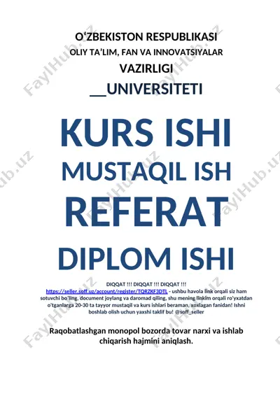 raqobatlashgan monopol bozorda tovar narxi va ishlab chiqarish hajmini aniqlash — DOCX