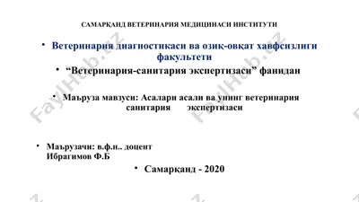 ветеринария диагностикаси ва озиқ-овқат хавфсизлиги — PPTX