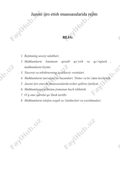 jazoni ijro etish muassasalarida rejim — DOC