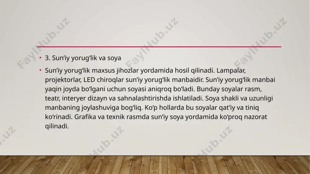 prezentatsiya: soya tushirish: tabiiy va sun’iy soya - Page 4
