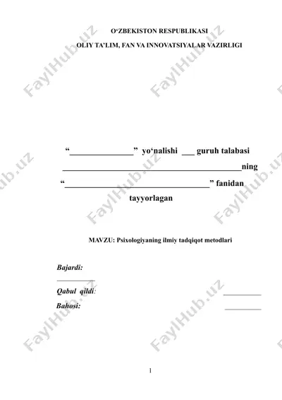 psixologiyaning ilmiy tadqiqot metodlari — DOCX