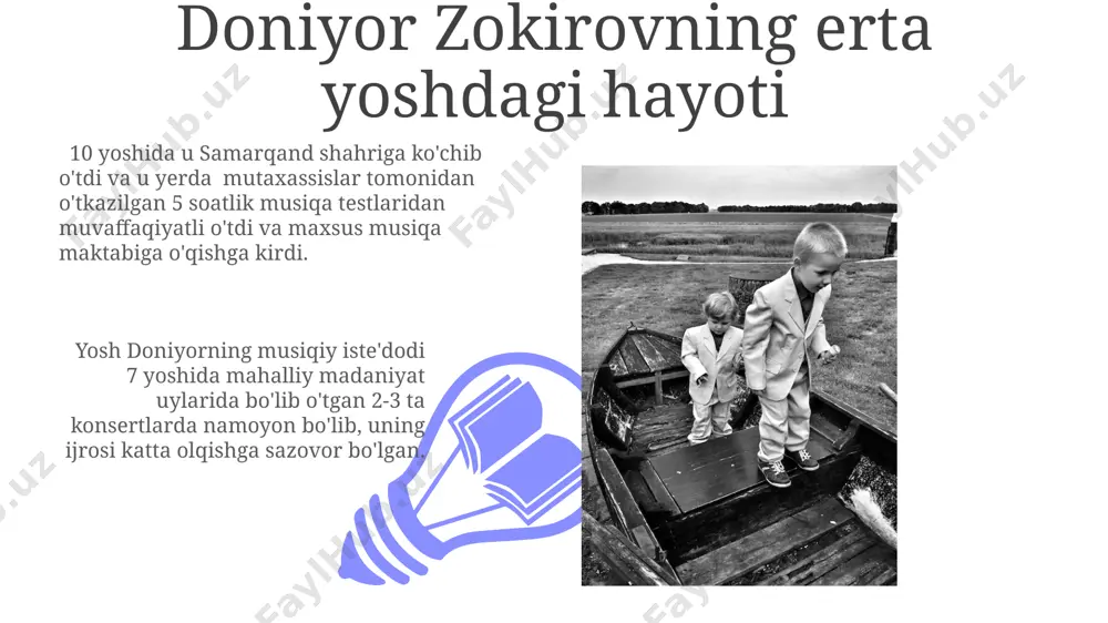 shbu davrda zokirov o'zining pedagogik faoliyatida zamonaviy uslublarni qo'llagan, 5 yillik intensiv kurslar doirasida 10 dan ortiq turli xil musiqiy asboblarni o'rgatgan va shuningdek, nafaqat vokal, balki sahna harakatlarini ham o'rgangan. musiqaga bo'lgan dastlabki qiziqishi yoshligida, 1980-yillarning boshlarida, doni zokirov toshkentdagi konsertlarda o'zining noyob ovozi va ijrosi bilan 200 dan ortiq tinglovchilarning e'tiborini tortgan. 7 yoshida u mahalliy musiqa maktabiga qabul qilingan, u yerda 10 yil davomida skripka chalishni o'rgangan va turli xil musiqa janrlarini o'rganish imkoniyatiga ega bo'lgan. meros va xotirasi 01 02 “meros va xotirasi” альбомининг чиқиши 1990 йилларнинг ўрталарига тўғри келади ва у ўз даврида ўзбек эстрадасига катта таъсир кўрсатган, 500 000 дан ортиқ нусхада сотилган. sales 1st qtr 2nd qtr 100 0 sales 1st qtr 2nd qtr 100 0 konsertlari va gastrollari uning 2000-yillarda rossiya, qozogʻiston va qozoqiston kabi mdh mamlakatlarida boʻlib oʻtgan gastrollari davomida 100 dan ziyod konsert berilgan va millionlab muxlislar uning ijrosini tomosha …