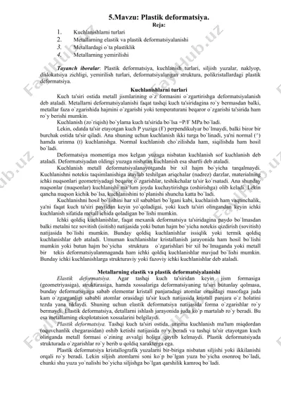 plastik deformatsiya — DOC