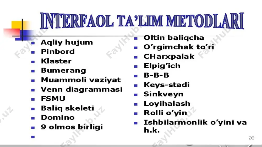 mahamadaliyev rustamning milliy g‘oyani o’qitishda interfaol usullardan foydalanish taqdimoti - Page 5