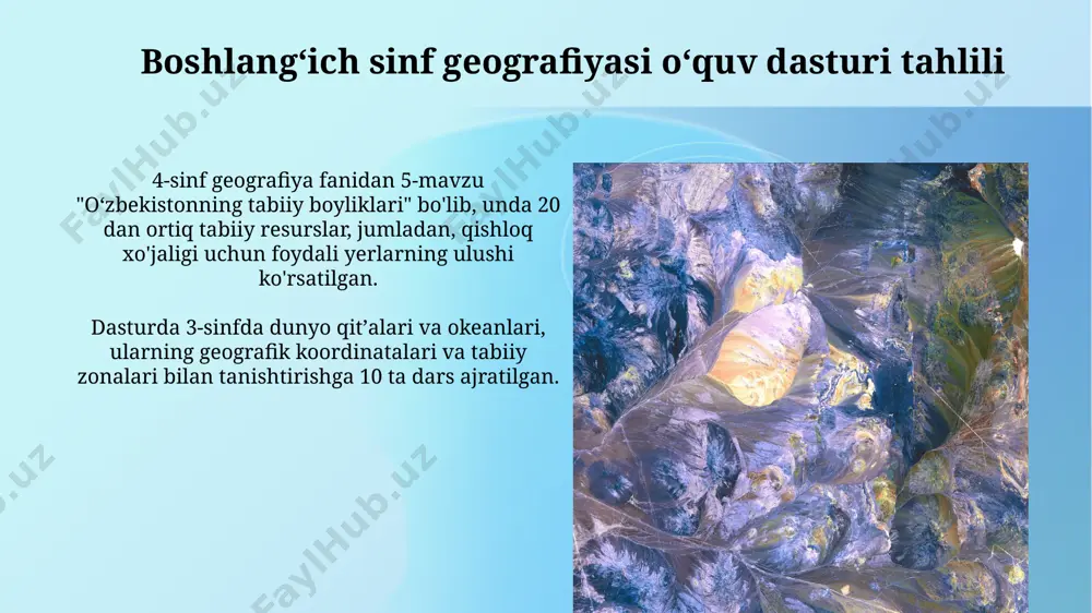 boshlangʻich maktablarda geografiya fanining mazmuni, o‘quv dasturining tahlili - Page 3