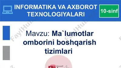 ma'lumotlar omborini boshqarish tizimlari — PPTX