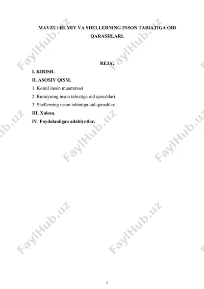 rumiy va shellerning inson tabiatiga oid qarashlari — DOCX