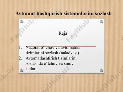 avtomat boshqarish sistemalarini sozlash — PPTX