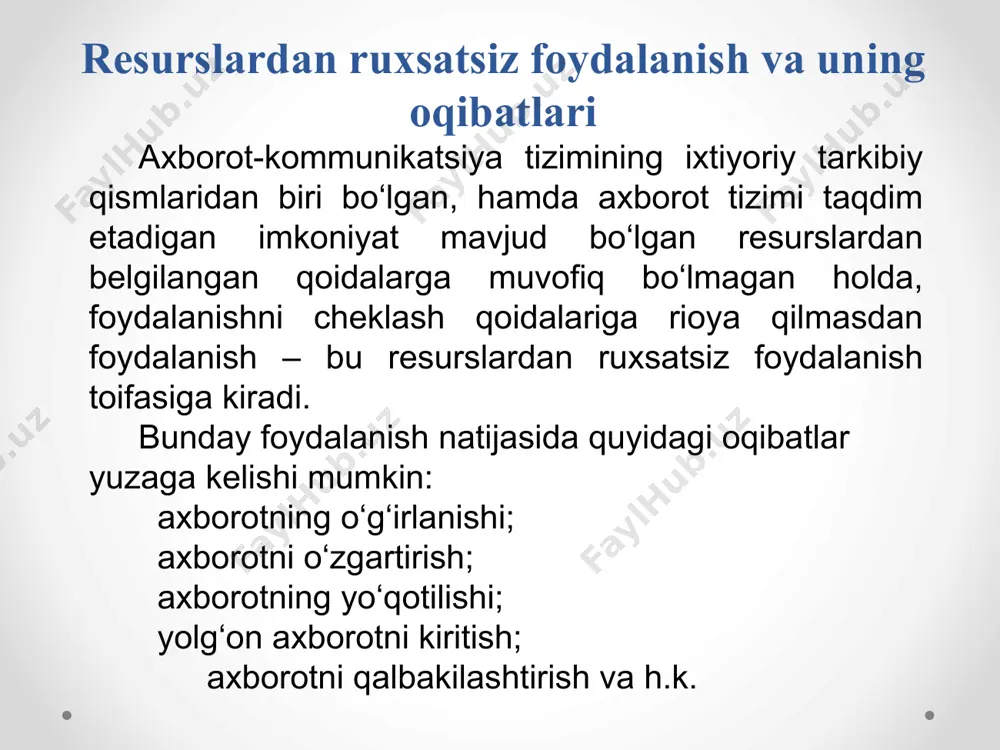 ochish uchun kerakli axborot. kriptografik tizim – ochiq matnni akslantirishning t oilasini o’zida mujassamlashtiradi. bu oila a’zolari k bilan indekslanadi yoki belgilanadi. k parametr kalit hisoblanadi. k kalitlar fazosi – bu kalitning mumkin bo’lgan qiymatlari to’plami. odatda kalit alifbo harflari ketma-ketligidan iborat bo’ladi. kriptotizimlar simmetrik va ochiq kalitli tizimlarga bo’linadi. simmetrik kriptotizimlarda shifrlash va shifrni ochish uchun bitta va aynan shu kalitdan foydalaniladi. ochiq kalitli kriptotizimlarda bir-biriga matematik usullar bilan bog’langan ochiq va yopiq kalitlardan foydalaniladi. axborot ochiq kalit yordamida shifrlanadi, ochiq kalit barchaga oshkor qilingan bo’ladi, shifrni ochish esa faqat yopiq kalit yordamida amalga oshiriladi, yopiq kalit faqat qabul qiluvchigagina ma’lum. kalitlarni tarqatish va kalitlarni boshqarish terminlari axborotni akslantirish tizimlari jarayoniga tegishli. bu iboralarning mohiyati foydalanuvchilar o’rasida kalit yaratish va tarqatishdir. axborotlarni kriptografik himoyalash usullari «kriptografiya» atamasi dastlab «yashirish, yozuvni bеrkitib qo‘ymoq» ma’nosini bildirgan. birinchi marta u yozuv paydo bo‘lgan davrlardayoq aytib o‘tilgan. hozirgi vaqtda kriptografiya dеganda har qanday …