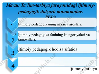 ijtimoiy-pedagogik "ta’lim-tarbiyajarayoni" — PPTX