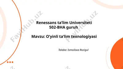 o’yinli ta'lim texnologiyasi — PPTX