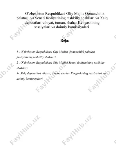 o`zbekiston respublikasi oliy majlis qonunchilik palatasi — DOC