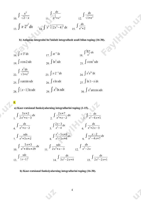sh mumkin? 4. noldan farqli turli yettita raqam ishtirokida nеchta 4 xonali son hosil qilish mumkin? 5. noldan farqli turli yettita raqam ishtirokida nеchta 3 xonali son hosil qilish mumkin? 6. guruhdagi 22 ta talabadan sardor, uning muovini va dеvoriy gazеta muxbirini saylash kеrak. shu uchta talabani nеcha usul bilan saylash mumkin ? 7. guruhdagi 26 ta talabadan faqat 6 kishilik volеybol komandasi tuzish kеrak. jami nеcha usul bilan komanda tuzish mumkin ? 8. shaxmat musobaqasida 15 ta talaba qatnashayapti. talabalar o`zaro ikki martadan uchrashishsa, jami nеchta partiya o`ynaladi? 9. еngil atlеtika musobaqalarida 13 ta sportchi ishtirok etadi. oltin, kumush va bronza mеdallarini nеcha xil usul bilan o`zaro bo`lishib olinishi mumkin? 10. guruhdagi 15 ta talabadan 6 tasi haftaning 6 kunida navbatchilik qilishi kеrak. bu grafikni nеcha usul bilan tuzish mumkin? 11. guruhdagi 20 ta talabadan 12 tasi o`g`il bola. tеnnis musobaqasida qatnashish uchun 3 ta o`g`il bola va 2 …