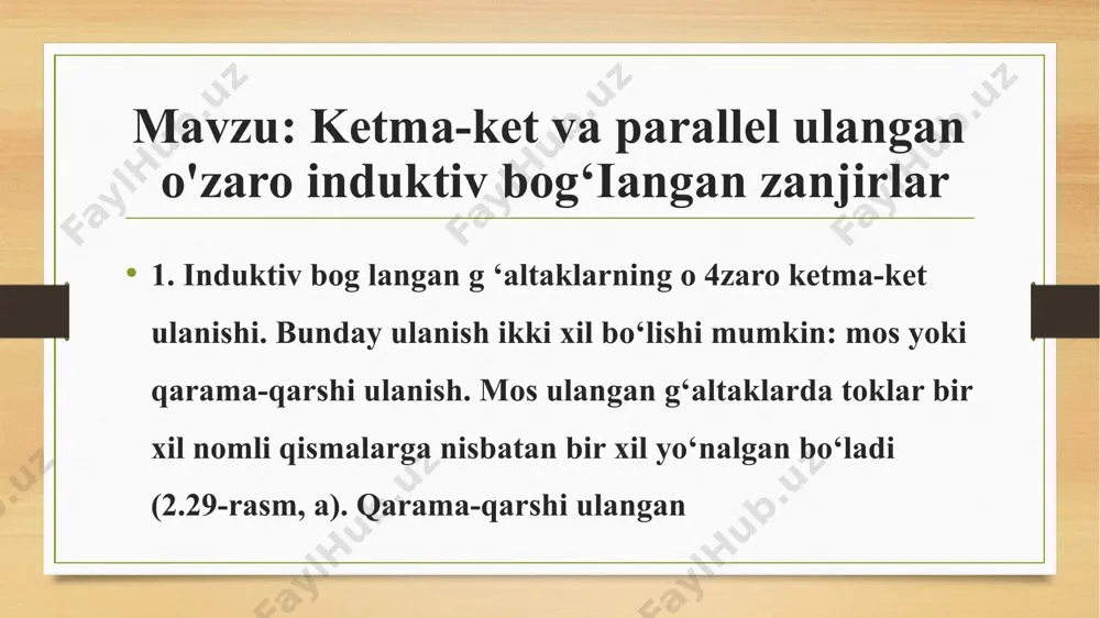 uchun. vektor diagrammalami qurishda manba kuchlanishi vektori u ning boshlang‘ich fazasi nolga teng deb olingan. foydalanilgan adabiyotlar ro’yxati 1. karim ov a.s. elektrotexnikaning nazariy asosalri. - toshkent, 2003. 2. бессонов л.а. теоретические основы электротехники. - м.: высшая школа, 2007. 3. демирчян к.с., нейман л.р., коровкин н.в. теоретические основы электротехники. - санкт-петербург. питер, 2006. 4. коровкин н.в. и др. сборник задач по теоретическим основам электротехники. - санкт-петербруг. питер, 2006. 5. н овгородцев а.б. теоретические основы электротехники. учебное пособие. - спб.: питер, 2006. 6. арсеньев г.н., градов и.и. основы теории цепей. учебное пособие. - м.: ид «форум»: инфра-м, 2007. 7. прянишников в.а. теоретические основы электротехники. учебное пособие. - спб.: корона принт, 2007. image5.png image6.png image7.png image8.png image9.png image10.png image11.png image12.png image13.png image3.png image4.png /docprops/thumbnail.jpeg