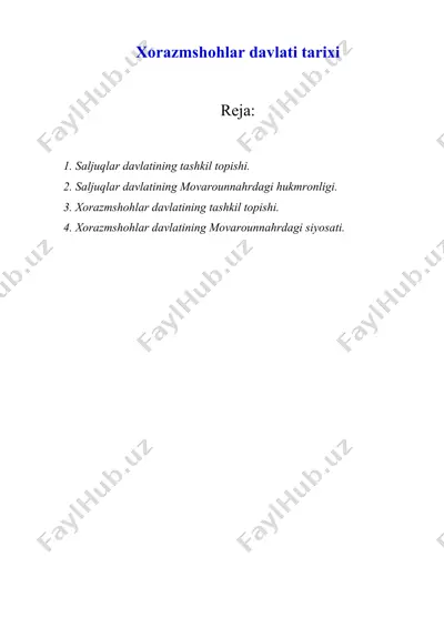 xorazmshohlar davlati tarixi — DOC