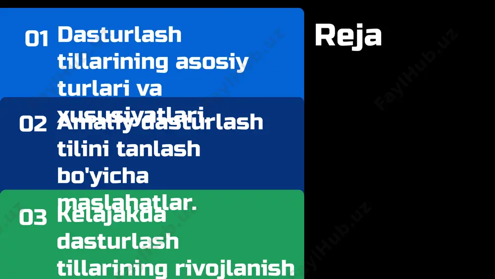 c va c++ tillari yuqori tezlikka ega bo'lib, ko'p hollarda tizim darajasidagi dasturlashda qo'llaniladi. biroq, ba'zi yuqori darajadagi tillar, masalan, python, ish faoliyatidan ko'proq qulaylikni ta'minlaydi, lekin tezlikka kamroq e'tibor qaratadi. jamiyat va resurslar dasturlash tilini tanlashda jamiyat va resurslar mavjudligi ham muhimdir. katta va faol jamiyatga ega tillar, masalan, java va python, dasturchilar uchun ko'plab o'quv materiallari va yordam resurslarini taklif etadi. bu, yangi boshlovchilar va tajribali dasturchilar uchun foydali bo'lib, muammolarni hal qilishda yordam beradi. dasturlash tilini tanlashda e'tibor beriladigan omillar loyihaning maqsadi o'qitish resurslari dasturlash tilini tanlashda, avvalo, loyihaning maqsadlari va talablarini aniqlash muhimdir. har bir dasturlash tili o'zining kuchli va zaif tomonlariga ega bo'lib, ular loyihani muvaffaqiyatli amalga oshirish uchun qanday imkoniyatlar taqdim etishini baholash zarur. dasturlash tilini o'rganish uchun mavjud resurslar, masalan, onlayn kurslar, kitoblar va videolar, tanlovda katta ahamiyatga ega. o'qitish resurslarining sifat va ko'pligi, dasturlash tilini o'zlashtirish jarayonini yengillashtiradi. dasturlash tili tanlashning foyda …