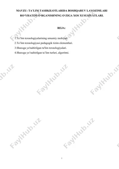 ta'lim tashkilotlarida boshqaruv lavozimlari ro'yhati — DOCX