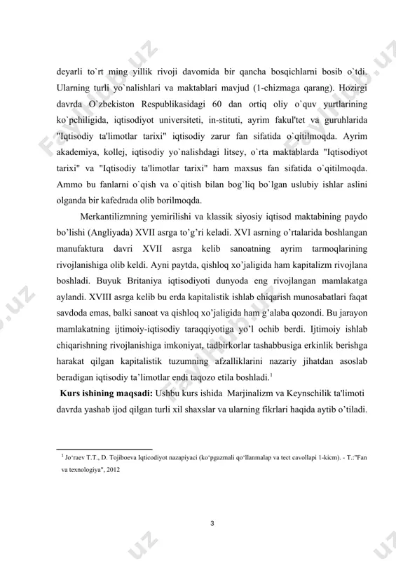 'limoti davrda yashab ijod qilgan turli xil shaxslar va ularning fikrlari haqida aytib o’tiladi. kurs ishining vazifasi: marjinalizm ta’limoti va neoklassik iqtisodiy maktablar. institutsionalizm yo‘nalishining mohiyati va ahamiyati. i.bob.marjinalizm iqtisodiy ta’limoti 1.1.marjinalizm ta’limotining mohiyati. avstriya iqtisodiy maktabi ta’limoti. xix asrning 70-yillaridan ≪siyosiy iqtisod≫ faniga ≪avstriya iqtisodiy maktabi≫ deb atalgan yangi oqim kirib keldi. aslida bu yangi oqim ijodkorlari k. marks asos solgan ≪proletar siyosiy iqtisodi≫ga muqobil ta’limot sifatida ilgari surilgan, u marksizm iqtisodiy dunyoqarashining deyarli barcha asosiy ta’limotlariga tamomila qarama-qarshi bo'lgan qarashlar bilan chiqqan edi. avstriya maktabiga asos solgan yangi ilmiy yo'nalish siyosiy iqtisodda ≪marjinalizm≫ deb nom oldi.≪marjinalizm≫ fransuz tilidagi ≪marjinal≫ so‘zidan olingan bo‘lib, ≪eng yuqorililik≫, ≪chegaraviylik≫ degan ma’nolarni bildiradi. marjinalizmning bosh iqtisodiy g'oyasi - iqtisodiy munosabatlaring tahlilini obyektiv moddiy asosga emas, aksincha, iqtisodiyot subyektlarining subyektiv psixologik (ruhiy) xarakteriga ko'chirish edi. oqibatda, tovar va xizmatlarning qiymati ulari ishlab chiqarish va sotish bilan bog'liq ijtimoiy-zaruriy vaqti bilan emas, balki iste’mol qiymatlarining …