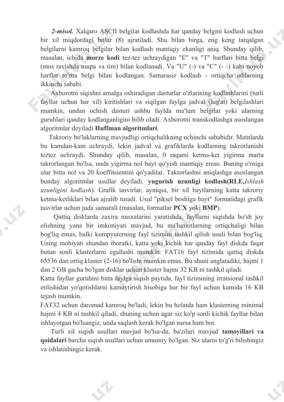 tsion tizimidagi explorer kontekst menyusidan foydalanish. axborotni siqish algoritmlarini ishlab chiqish amaliy matematikaning tarmoqlaridan biriga kiradi. ular tabiiy ortiqchalikni bartaraf etish tamoyiliga asoslanadi. axborotni siqish usullari an'anaviy ravishda bir-biriga mos kelmaydigan ikkita sinfga bo'linadi: yo'qotadigan siqilish va yo'qotishsiz siqish. yo'qotilgan siqilish siqilgan arxivni ochgandan so'ng, boshida bo'lganidan bir oz farq qiladigan ma'lumotlar olinadi. shubhasiz, siqish nisbati qanchalik katta bo'lsa, yo'qotish miqdori shunchalik katta bo'ladi va aksincha. albatta, bunday algoritmlar matnli hujjatlar, ma'lumotlar bazasi jadvallari va dasturlarga taalluqli emas. oddiy formatlanmagan matndagi ozgina buzilishlar qandaydir tarzda saqlanib qolishi mumkin, ammo dasturda kamida bitta bitning buzilishi uni mutlaqo ishlamay qoldiradi. shu bilan birga, o'n barobar siqishni olish uchun ma'lumotlarning bir necha foizini qurbon qilishingiz mumkin bo'lgan ma'lumotlar mavjud, masalan, fotosuratlar, video va audio materiallar. bunday ma'lumotlarni siqish va keyinchalik dekompressiyalash paytida ma'lumotlarning yo'qolishi qandaydir qo'shimcha "shovqin" paydo bo'lishi sifatida qabul qilinadi. yo'qotilgan siqish algoritmlari kabi algoritmlarni o'z ichiga oladi jpeg(fotosuratlarni siqishda foydalaniladi) …