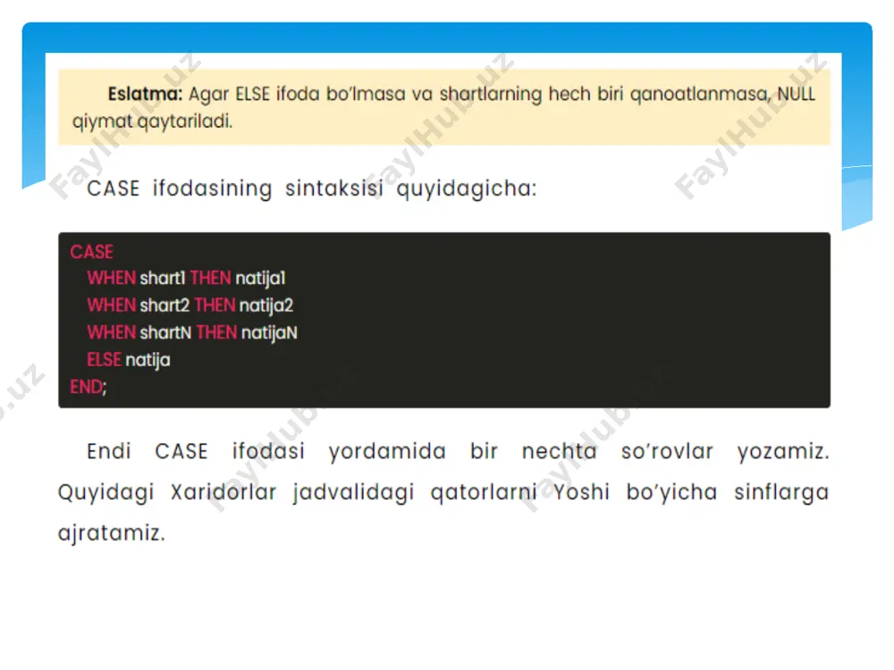 sql case va null ifodalar - Page 3