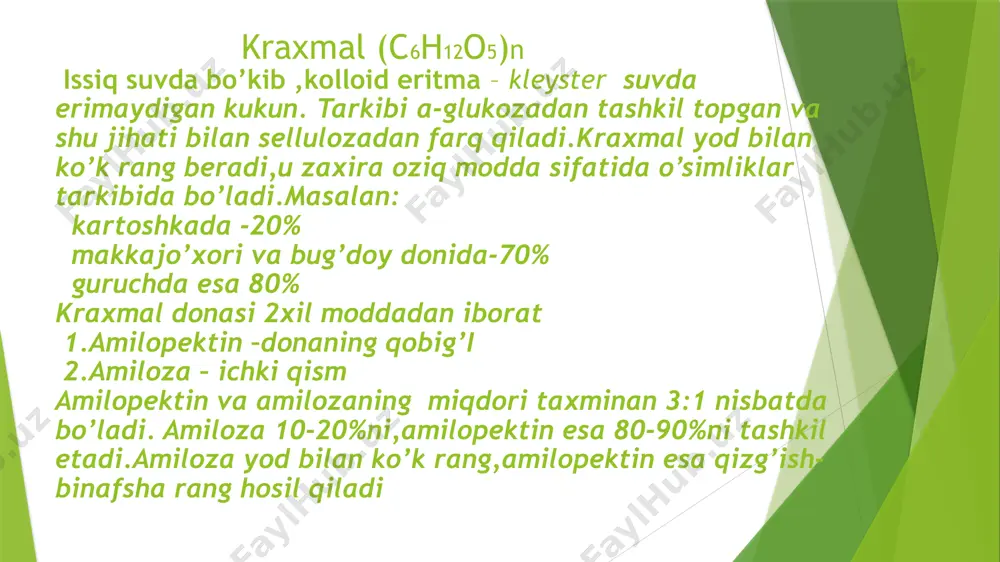 polisaxaridlar. kraxmal. selluloza - Page 4
