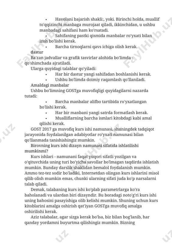 da formatlash kerak. · mualliflarning barcha ismlari kitobdagi kabi amal qilishi kerak. gost 2017 ga muvofiq kurs ishi namunasi, shuningdek tadqiqot jarayonida foydalanilgan adabiyotlar ro'yxati namunasi bilan qo'llanmada tanishishingiz mumkin. birovning kurs ishi dizayn namunasi sifatida ishlatilishi mumkinmi? kurs ishlari - namunani faqat yuqori sifatli yozilgan va o'qituvchida uning turi bo'yicha savollar bo'lmagan taqdirda ishlatish mumkin. bunday darslik shaklidan bemalol foydalanish mumkin. ammo tez-tez sodir bo'ladiki, internetdan olingan kurs ishlarini misol qilib olish mumkin emas, chunki ularning sifati juda ko'p narsalarni talab qiladi. demak, talabaning kurs ishi ko'plab parametrlarga ko'ra baholanadi va ulardan biri dizayndir. bu boradagi noto'g'ri kurs ishi uning bahosini pasayishiga olib kelishi mumkin. shuning uchun kurs kitoblarini amalga oshirish qat'iyan gostga muvofiq amalga oshirilishi kerak. aziz talabalar, agar sizga kerak bo'lsa, biz bilan bog'lanib, har qanday yordamni buyurtma qilishingiz mumkin. bizning mutaxassislarimiz har qanday vazifani bajarishga tayyor. sizga kurs ishining istalgan qismini loyihalashda yordam beramiz. siz uchun …