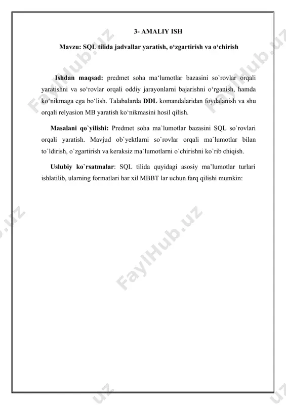 sql tilida jadvallar yaratish, o‘zgartirish va o‘chirish - Page 2