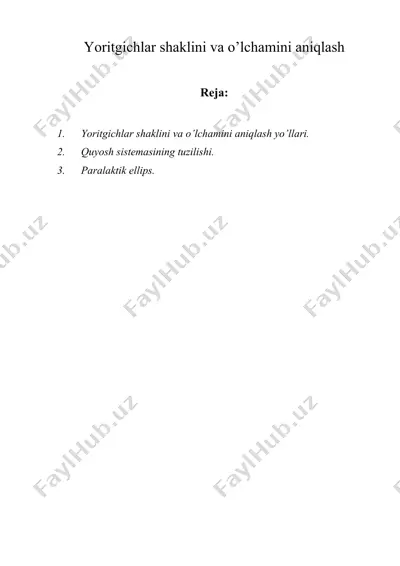 yoritgichlar shaklini va o’lchamini aniqlash — DOC