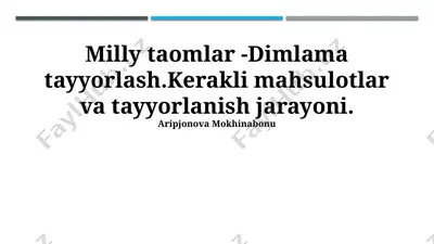 dimlama tayyorlash — PPTX