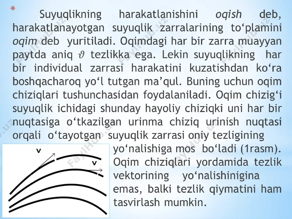 suyuqlik massasining vaqt davomida to‘liq energiyasining o‘zgarishini aniqlaylik. shu vaqt davomida suyuqlikning tekshirilayotgan massasi oqim nayi bo‘lib o‘ng tomonga siljib qoladi va vaqtning oxirida va kesimlar bilan chegaralangan hajmni egallaydi. 3-rasmdan ko‘rinishicha, tekshirilayotgan suyuqlik massasining va kesimlar orasidagi qismi energiya o‘zgarishiga hech qanday hissa qo‘shmayotganligi uchun vaqt davomidagi o‘zgarishni quyidagicha tasavur qilish mumkin va kesimlar orasidagi m massali suyuqlik to‘liq energiyaga ega bo‘lgan vaziyatdan va kesimlar orasidagi hajmni egallagan to‘liq energiyali vaziyatga o‘tib qolgandek bo‘ladi. natijada tekshirilayotgan suyuqlik massasining va kesimlar bilan chegaralangan vaziyatdan va kesimlar bilan chegaralangan vaziyatga ko‘chishi tufayli uning to‘liq energiyasi – ( miqdorga o‘zgaradi. energiyaning bu o‘zgarishi, mexanik energiyaning saqlanish qonuniga asosan, tashqi kuchlarning bajargan ishiga teng bo‘lishi lozim. mazkur holda ish bajaradigan tashqi kuchlar oqim nayining tekshirilayotgan qismiga suyuqlik tomonidan ta’sir etuvchi bosim kuchlaridir. oqim nayining yon devorlariga ta’sir etuvchi bosim kuchlari suyuqlik zarralarining harakati yo’nalishiga perpendikulyar bo‘lganligi uchun ular hech qanday ish bajarmaydi. shuning …