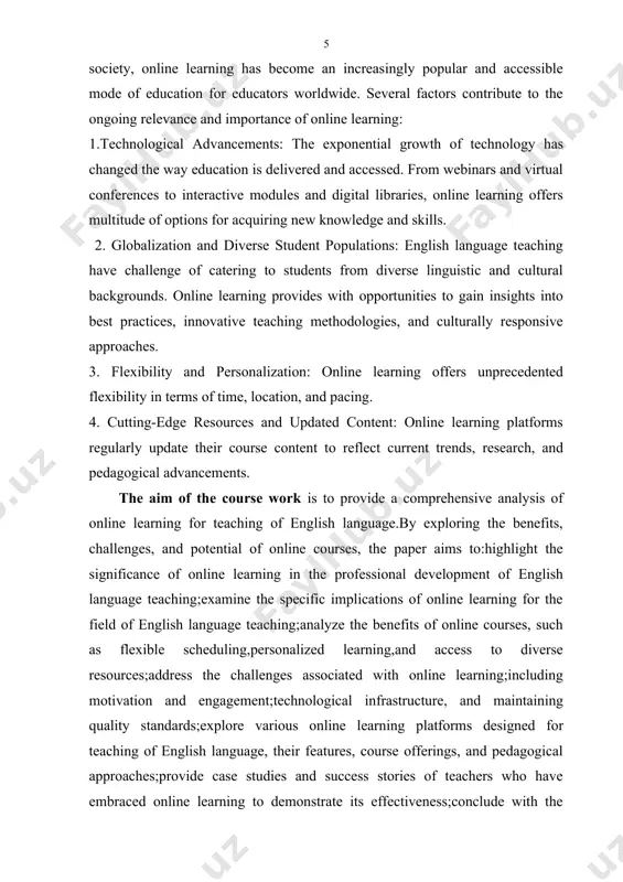 ng 1.1 advantages and challenges of online learning english online learning, also known as e-learning or distance learning, refers to the process of acquiring knowledge or skills through digital platforms and technology-mediated instruction. it involves the use of the internet, computers, and various digital tools to deliver educational content, facilitate interactive learning experiences, and enable communication between learners and instructors. characteristics of online learning: accessibility: online learning provides access to education regardless of geographical location or time constraints. learners can access course materials and participate in learning activities from anywhere with an internet connection, allowing for flexibility and convenience. flexibility: nowadays, there is a necessity for online learning, and institutions are trying to answer this need by offering the chance to study online or hybrid. the flexibility of online studies helps students worldwide have access to education without worrying about location, time or quality.traditional student or not, the changing environment …
