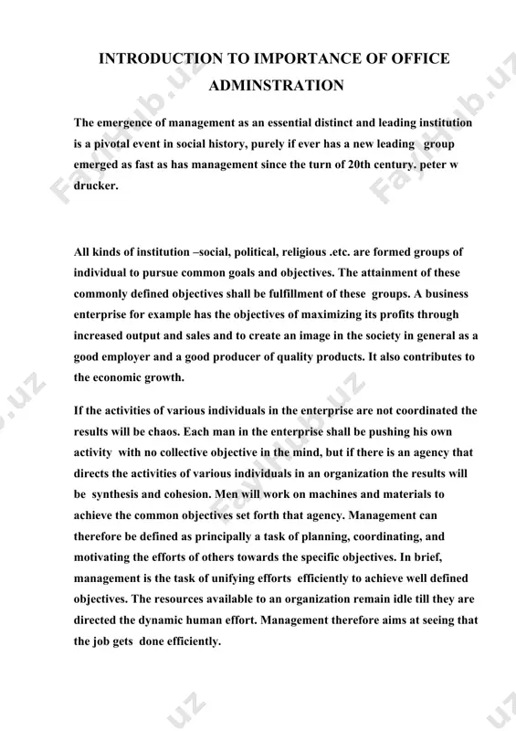 indicated · chain of command are shown · economic and effective · discipline can easily be maintained disadvantages · works on a dictatorial basis · the organization is rigid and in inflexible · each department tends to become an empire of its own · where there is no overall planning, there are possibilities of lack of coordination of work at different departments 2. staff organization(functional organization) various departments are established and each department is required to perform some specific duties e.g. production, marketing, finance etc. advantages · there is specialization each department and responsibilities is also fixed · coordination is a must as each department relies on each other and thus discipline can be maintained · methods and operations can be standardized · mass production is made standardization and specialization disadvantages · in a large organization with several departments, there may be too many experts and many bosses · the …