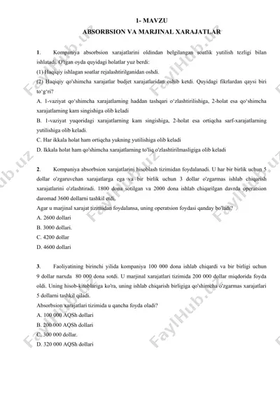 absorbsion va marjinal xarajatlar — DOC