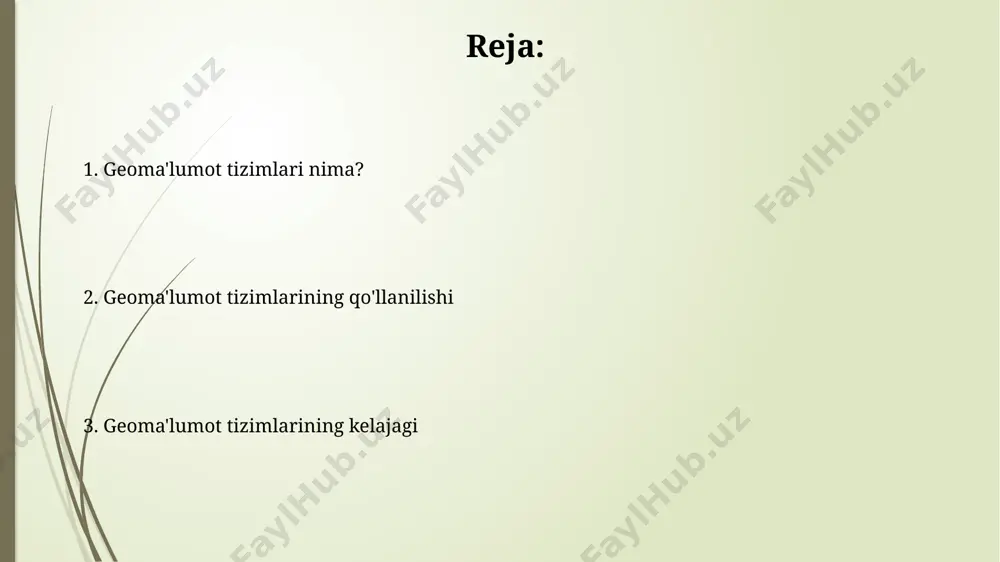 nitoring qilish orqali sug'orish rejimini optimallashtirish va hosildorlikni 10% ga oshirish imkoniyati mavjud. geoma'lumot tizimlari (gis) yer resurslarini boshqarishda muhim rol o'ynaydi, masalan, 1000 ga yaqin yer uchastkalarini ro'yxatga olish va ularning xususiyatlarini (tuproq turi, o'simlik turi) tahlil qilishda samaradorlikni 30% ga oshiradi. geoma'lumot tizimlari nima? geomaʼlumot tizimlari turli sohalarda, jumladan, qishloq xoʻjaligida hosilni prognozlashda, shahar rejalashtirishda transport infratuzilmasini optimallashtirishda va tabiiy ofatlarni boshqarishda keng qoʻllaniladi, bu esa samaradorlikni 15% ga oshirishi mumkin. gmt yordamida 20 dan ortiq turdagi maʼlumotlarni, shu jumladan, topografiyani, tuproq xususiyatlarini, infratuzilmani va atrof-muhit holatini birlashtirish va tahlil qilish mumkin, bu esa muhim qarorlar qabul qilish uchun asos boʻladi. geoma'lumot tizimlari bilan ishlash usullari git yordamida 5 turdagi ma'lumotlar (masalan, raster, vektor, atributlar, metama'lumotlar va vaqt seriyali) birlashtirilishi va tahlil qilinishi mumkin, bu esa murakkab muammolarni hal qilishga yordam beradi. geoma'lumot tizimlari (git)da ma'lumotlarni 3 o'lchovli vizualizatsiya qilish imkoniyati mavjud bo'lib, bu 2d xaritalardan farqli ravishda, …