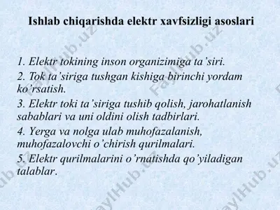 elektr xavfsizligi asoslari — PPTX